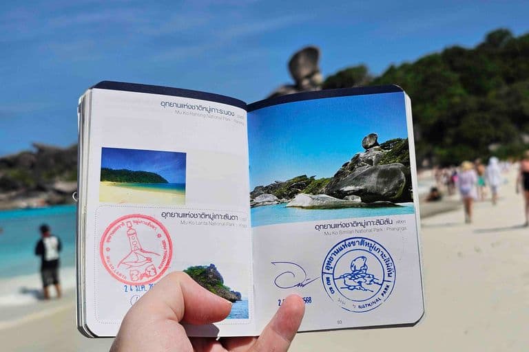 Thailand National Park Stamp Book Similan islands with sailrock viewpoint