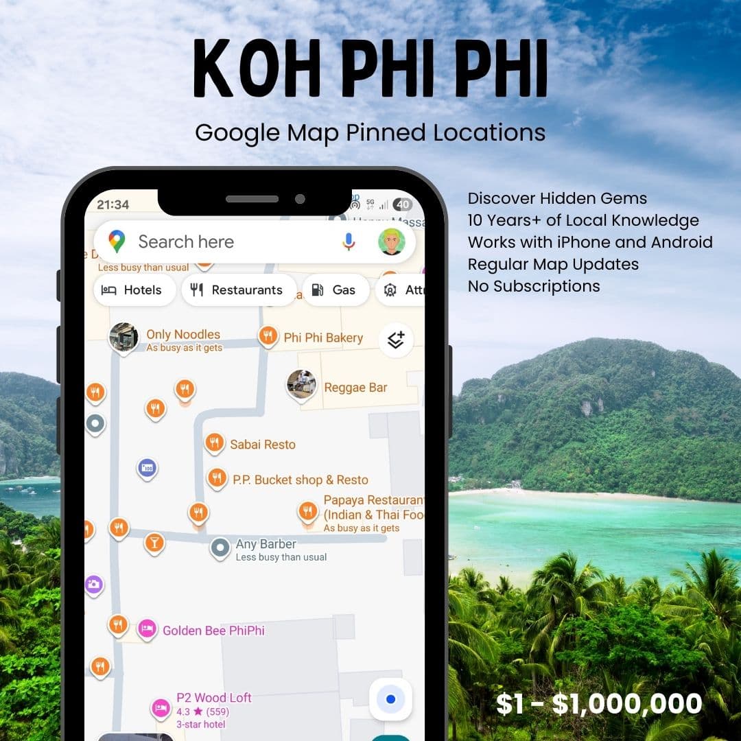 paid map google map pinned locations koh phi phi