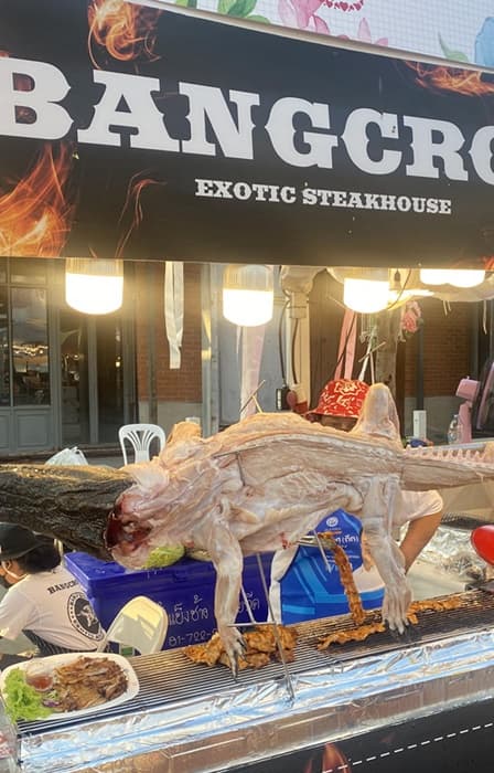 bangcroc crocodile meat sold at asiatique the riverfront market