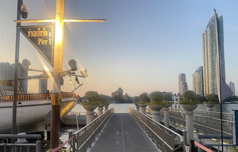 pier at asiatique the riverfront on chao prayah river