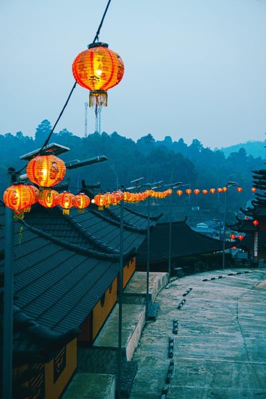 chinese laterns in baan rak thai chinese village