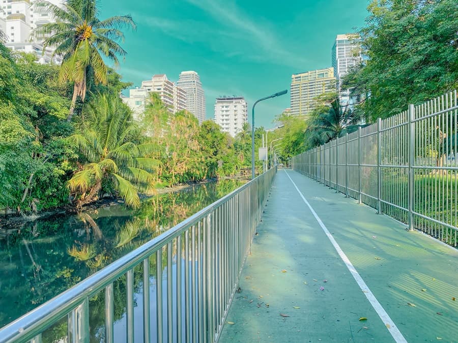 green mile bridge in bangkok over the canal