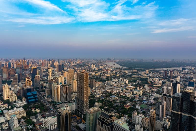 panaramic view of bangkok taken from the skywalk at king power maha nakhon