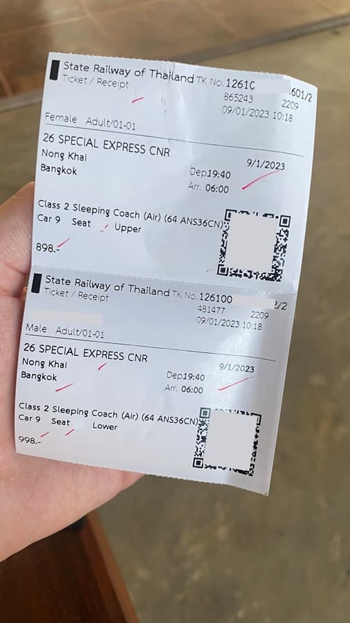 bangkok to Vientiane train tickets state railway thailand