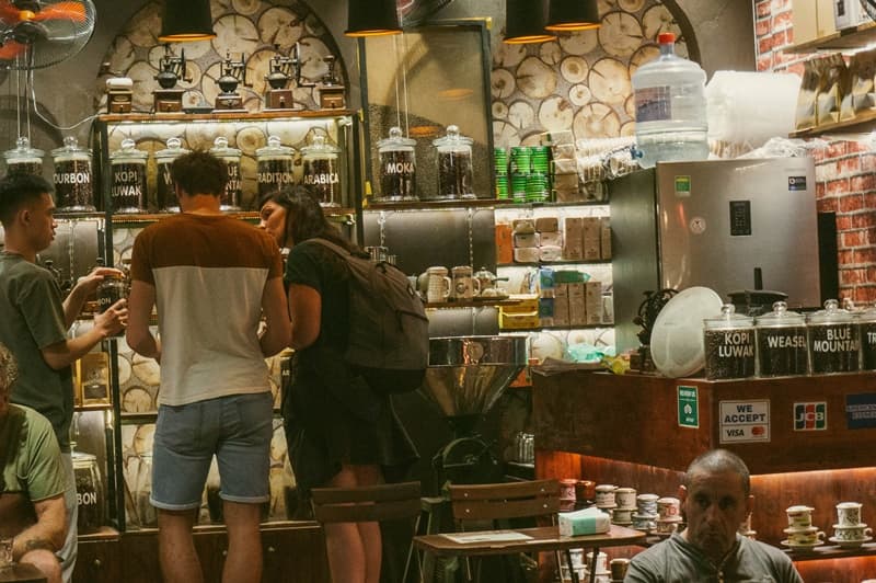 a hanoi coffe shop selling local coffee beans to tourists weasel coffee from hanoi vietnam
