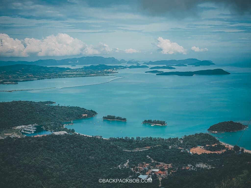Panoramic view from the langkawi Skybridge ocean and islands