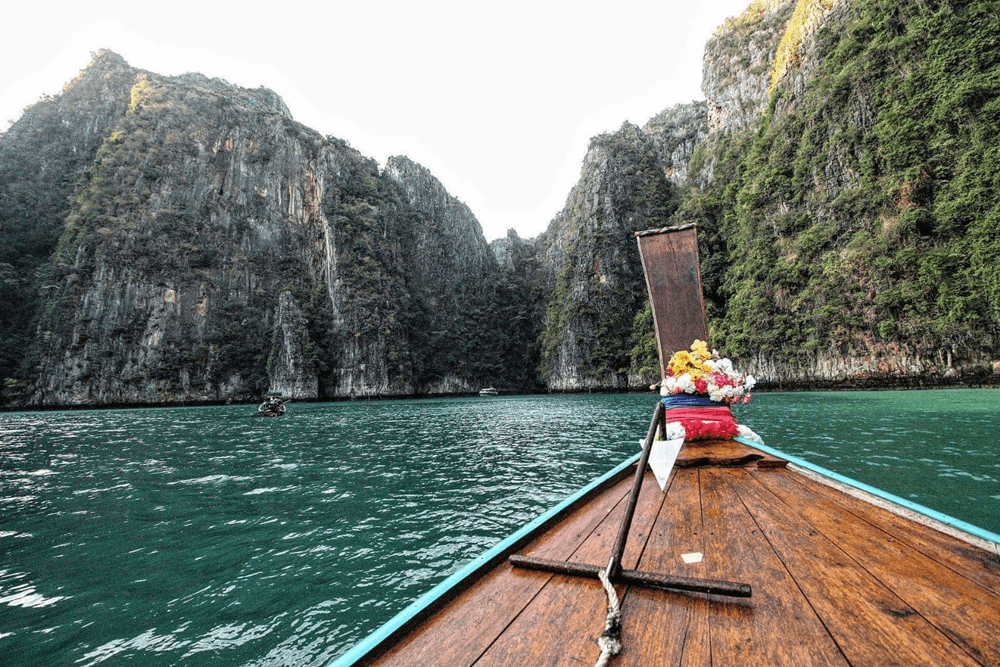 long tail boat in phi phi islands Thailand private tour snorkelling