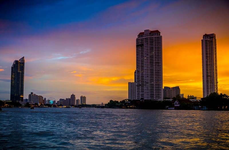 chao phraya river sunset