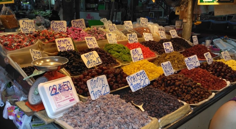 Produce at the maeklong trail market bangkok