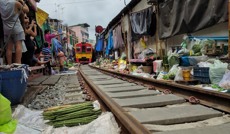 Thailand train market and Damnoen Saduak Floating Market