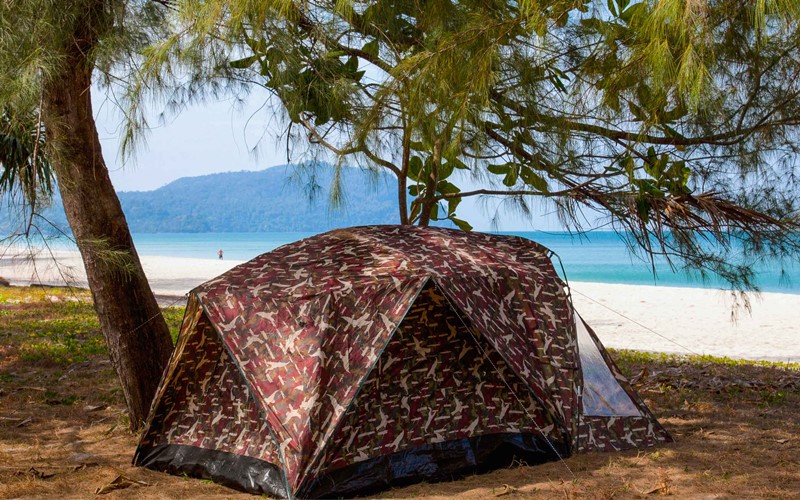 camping in koh adand tent on the beach