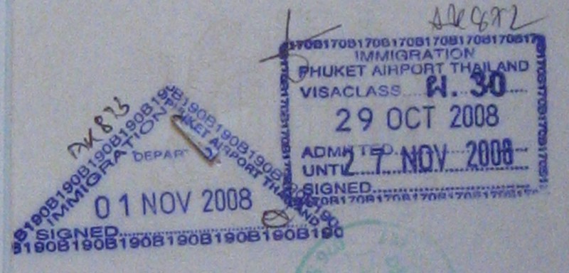 thailand visa exemption passport stamp