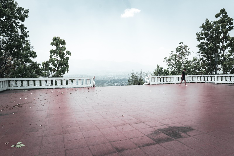 view from the top of staircase pai big white buddha viewing platform