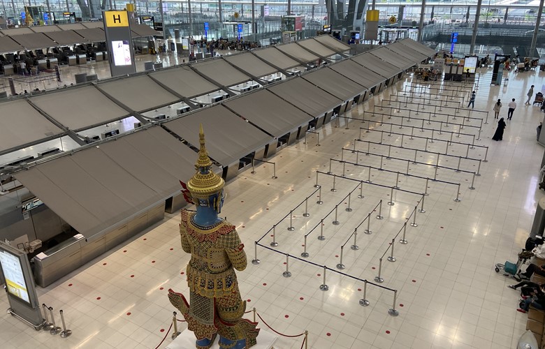 bangkok airport closed and without passengers during the coronavirus pandemic