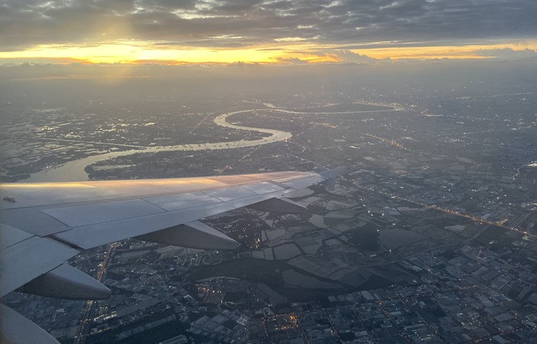 view of bangkok from the sky on a flight during coronavirus how has covid changed the way we travel by air