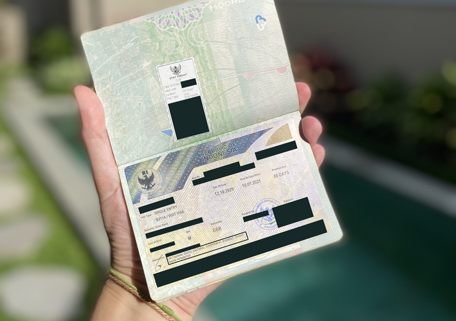 UK passport with Bali, Indonesian visa attached
