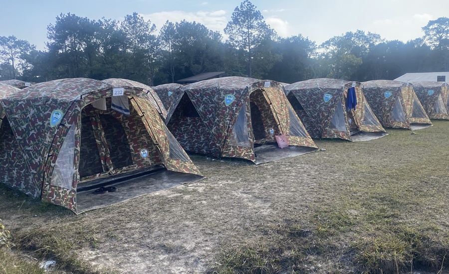 Tents Set Up For Camping In Thai National Park Tents At Phu Kradueng Park in Loei