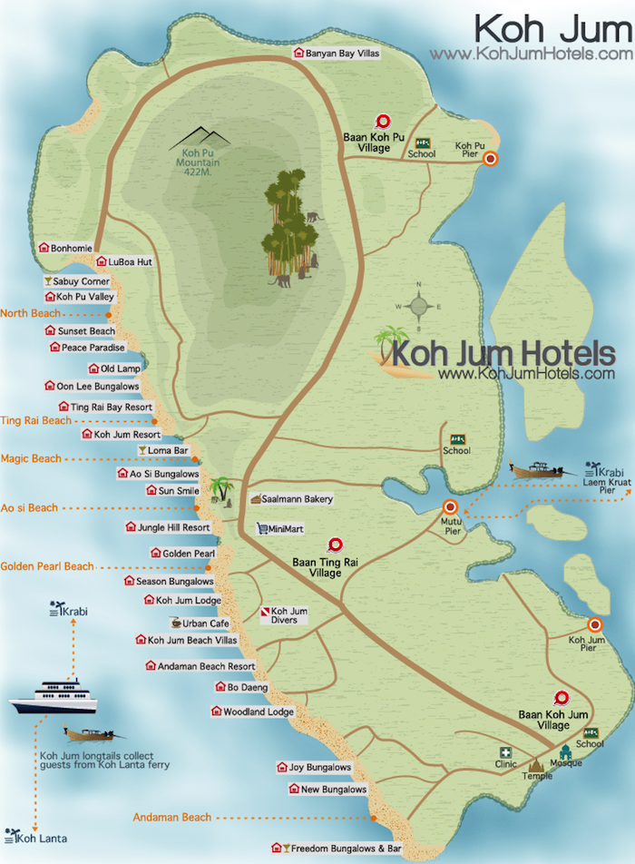 Koh Jum Hotel Map
