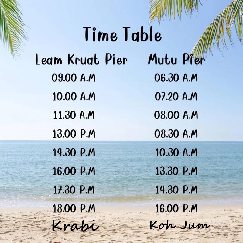 krabi to koh jum ferry timetable