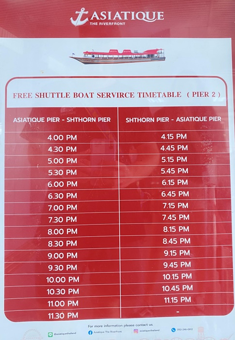 asiatique the riverfront free boat schedule timetable