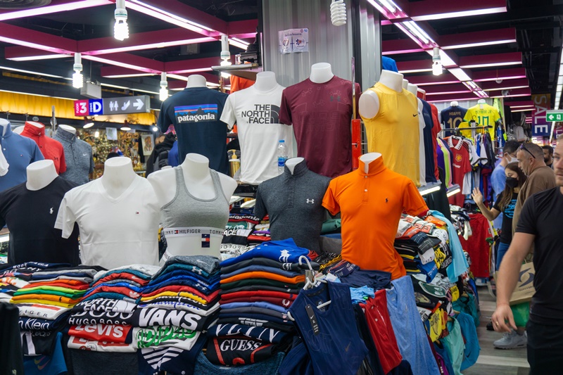 clothing for sale in MBK Center Bangkok