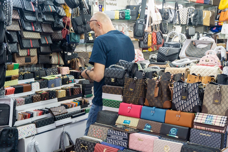 purses handbags and luxury goods sold in the MBK Center Mall in Bangkok