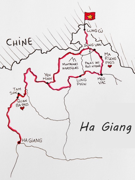 map of the Ha Giang Loop the best route to take for 3 days 4 nights