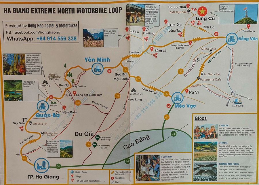 tourists map of the ha giang loop with things to do in ha giang loop