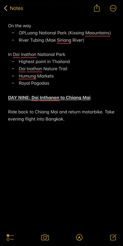 Mae hong son loop screenshot of working out from itinerary planning from iCloud notes on phone part 4
