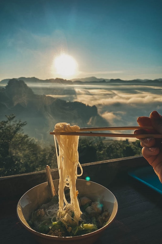 eating lunch at baan jabo noodle house village in the clouds mae hong son loop