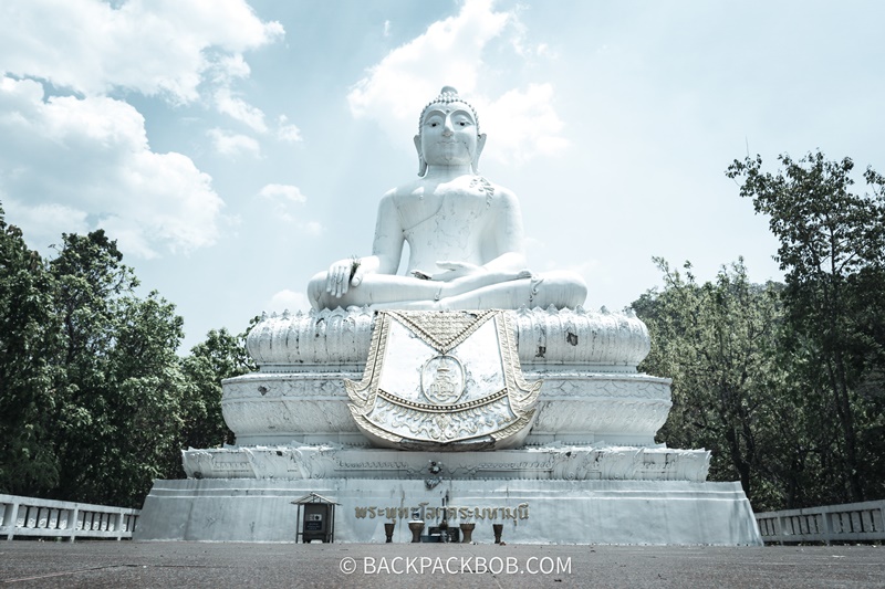 the white buddha temple in pai thailand full statue big buddha