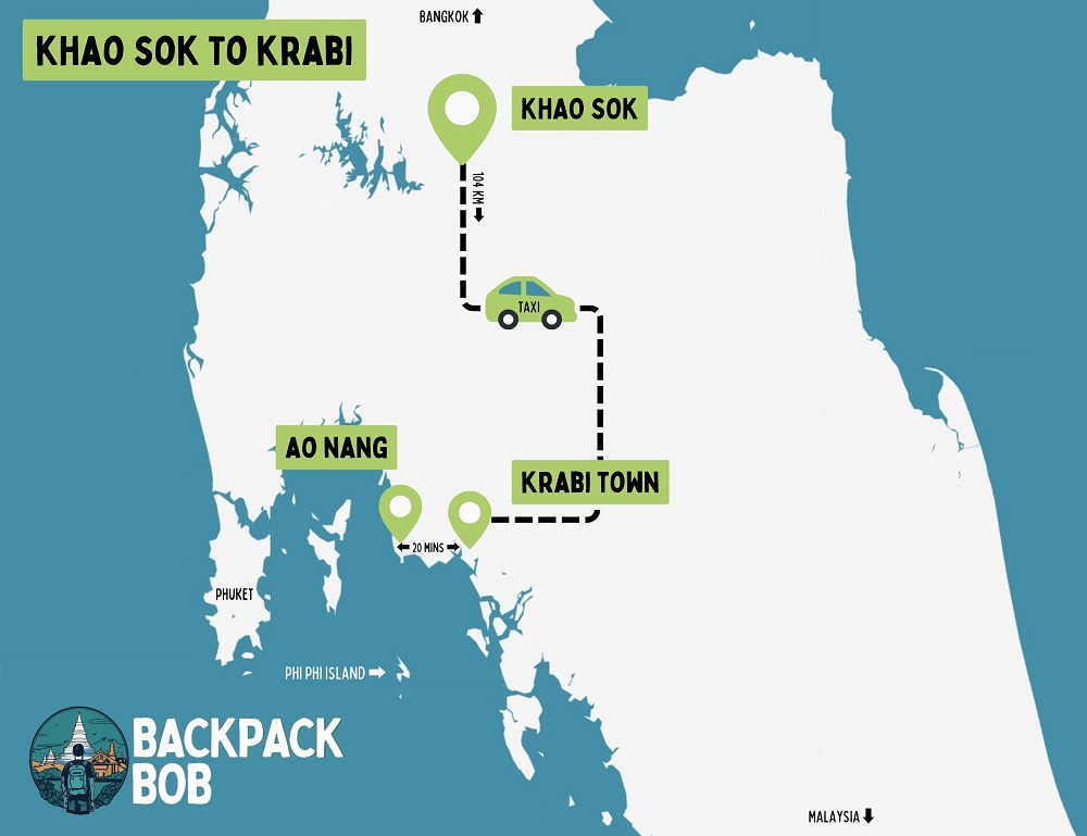two week thailand travel itinerary krabi map