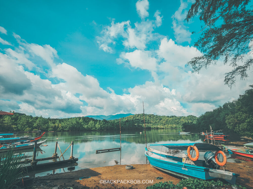 Langkawi Marina Small Boat on the river bank near Langkawi Mangrove forest