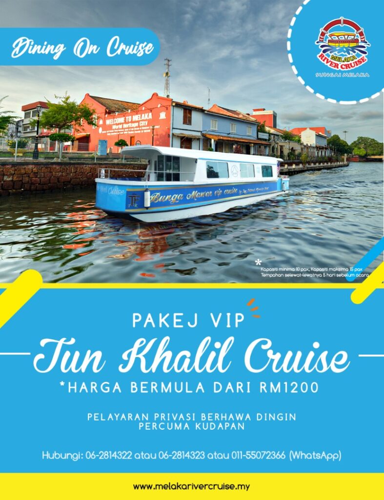 poster and price list for private boat tours on Melaka river