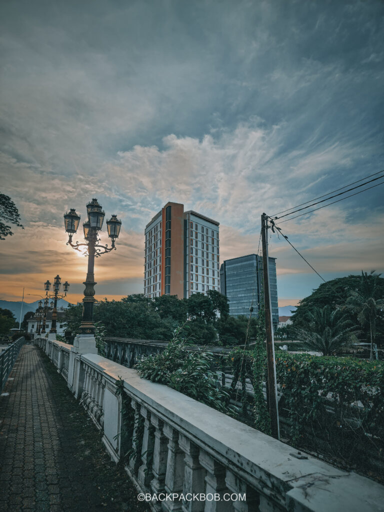 Sunset next to the river bridge in Ipoh Malaysia