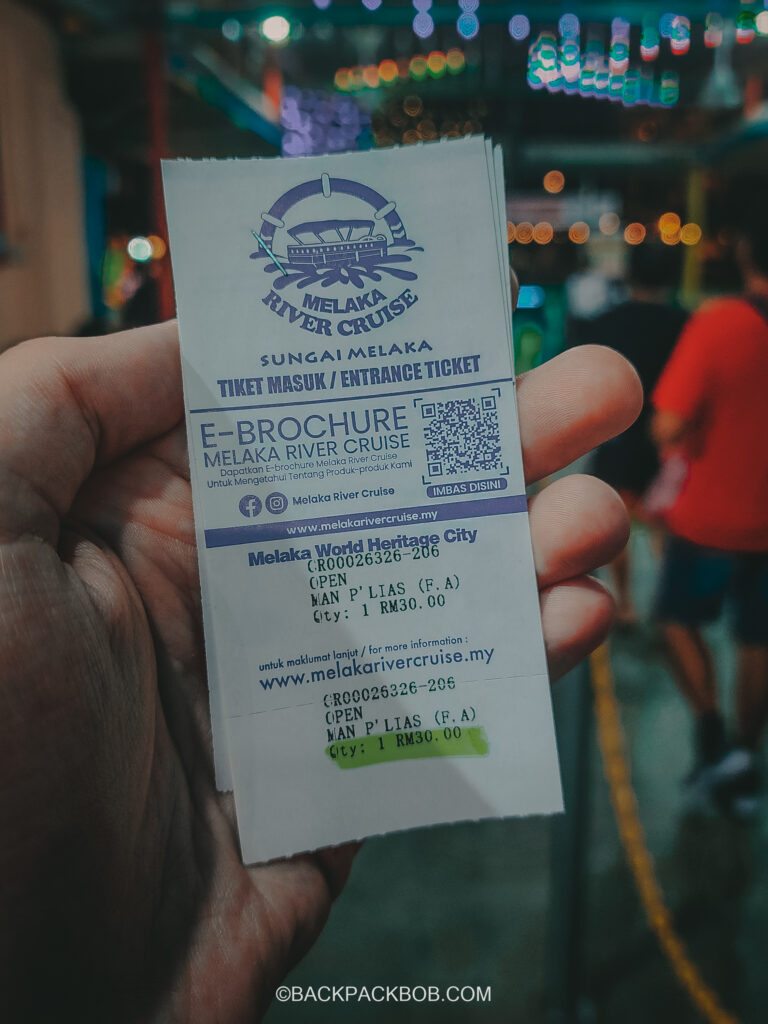 ticket for Melaka river cruise