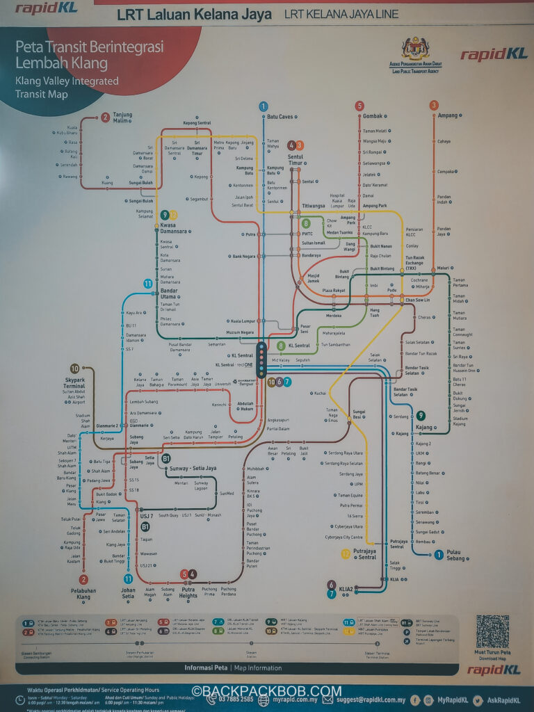 A map of the Kuala Lumpur Train Network which is useful for getting to Kuala Lumpur Airport