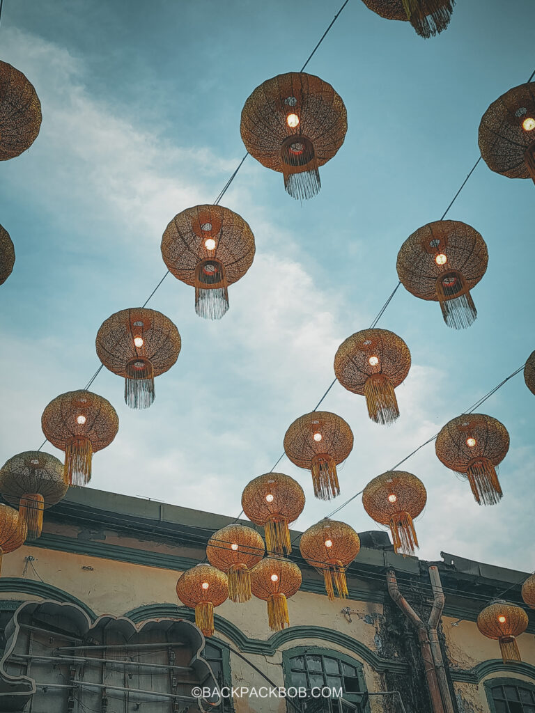 Chinese lanterns suspended above the free to visit, petaling street market