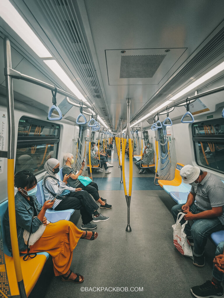 Inside a Kuala Lumpur Train Carriage traveling to KLIA Airport