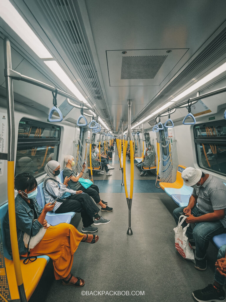 Inside the carriage of a Kuala Lumpur Metro Train