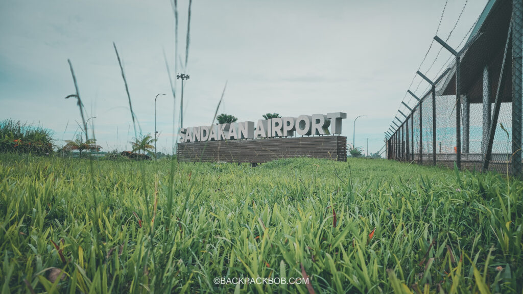 The 3D sign outside Sandakan Airport in Sabah, you need to fly to sabah to see orangutans in the wild