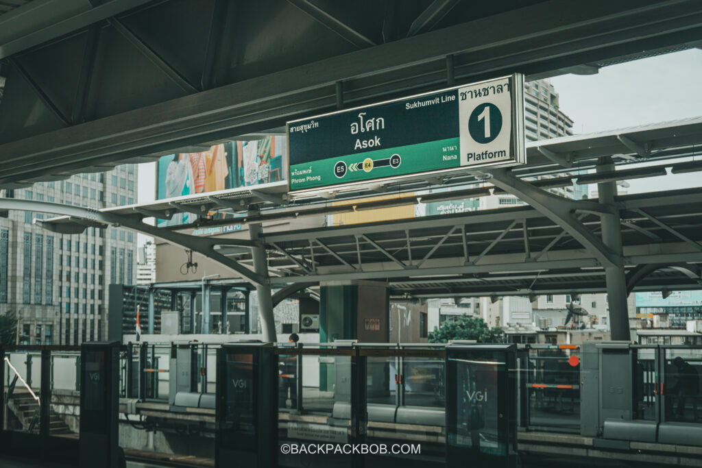 Asok BTS SKytrain Station the sign shows how to use the BTS Skytrain