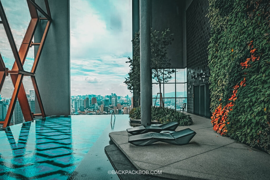 a budget Kuala Lumpur swimming pool on the 37th floor of a free hotel