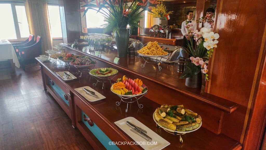 buffet lunch on the halong bay boat cruise