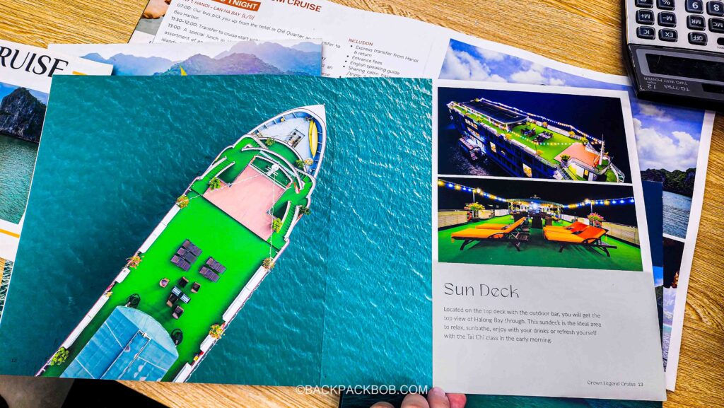ha long bay boat cruise tour brochure advert where to book