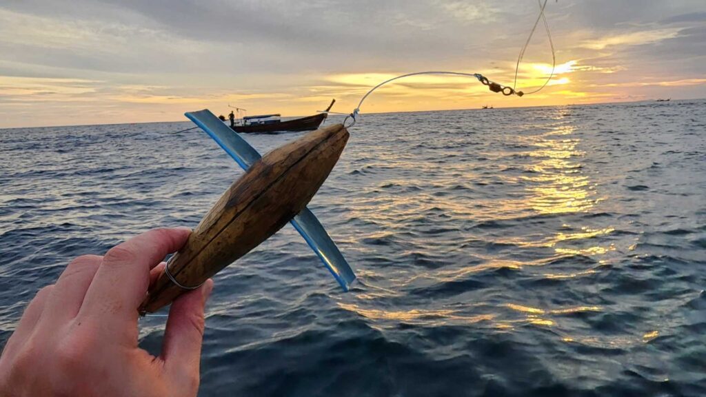 handmade wooden fishing lure phi phi islands sea fishing thailand