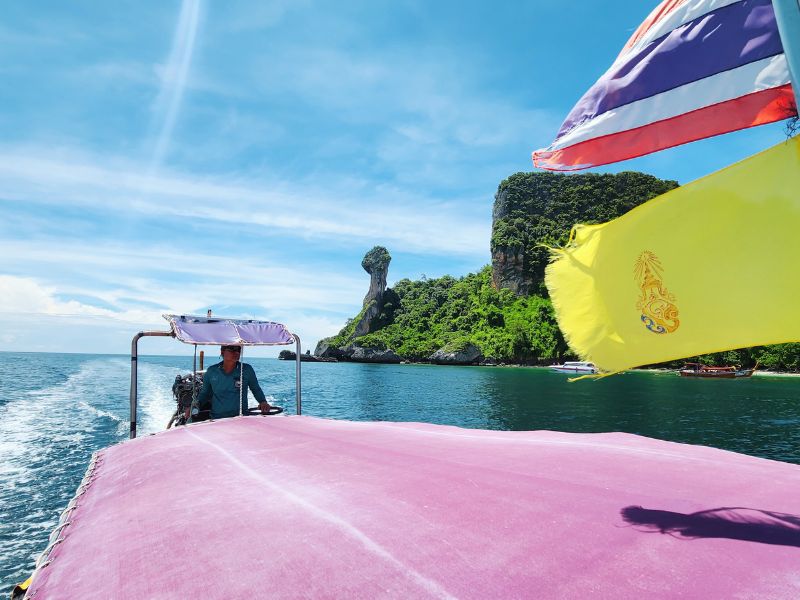 thailand tour thai flag boat private longtail koh gai island chicken island